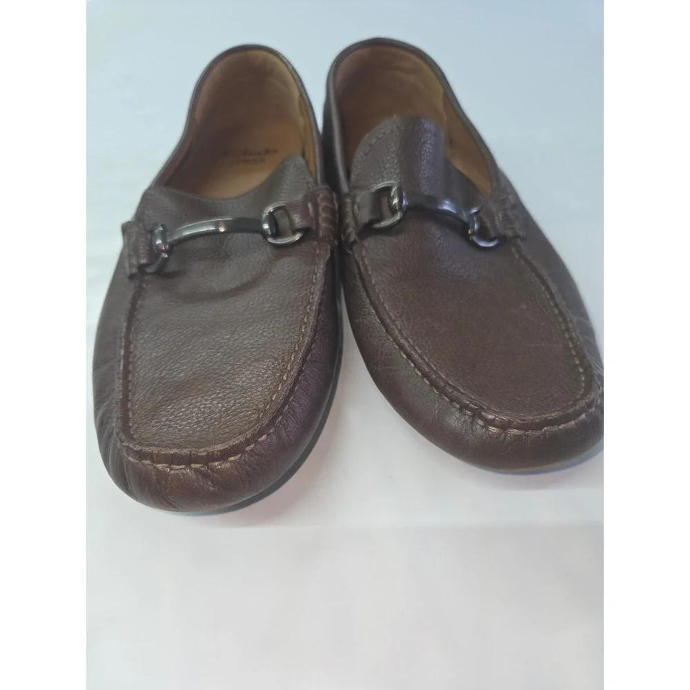 Clarks 1825 Bit Loafers Men 8.5 Brown Pebbled Leather Driving Mocs 16326 Ashmont